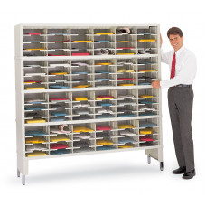 Mail Center or Office Organizer 72"W x 12-3/4"D, 96 Pocket Sorter with Leg Riser and 11- 1/2"W Shelves